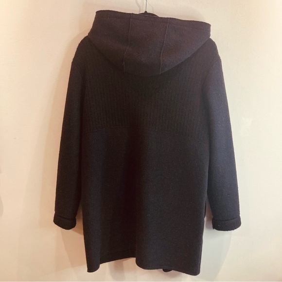 SAINT JAMES Sz 12 Wool Zipper & Button Closure with Hood Ribbed Top Cardigan - Picture 7 of 13